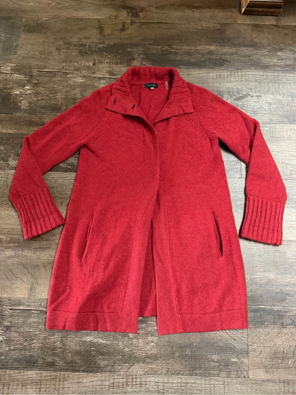 Forte 100% Cashmere Heavyweight Red Cardigan Duster